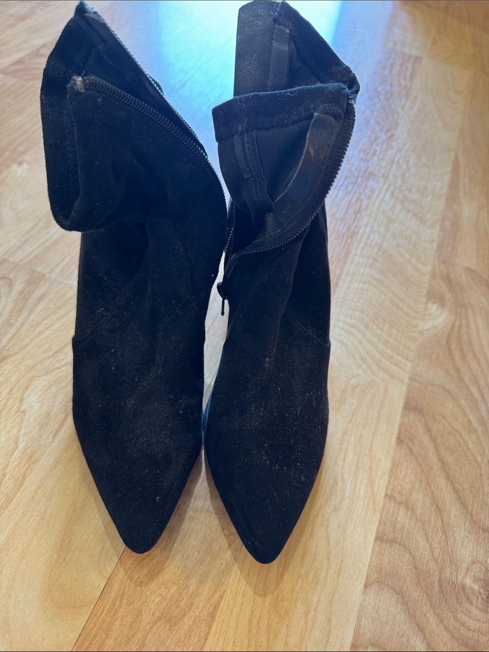 Steve Madden Black Pointed-Toe Suede Ankle Boots